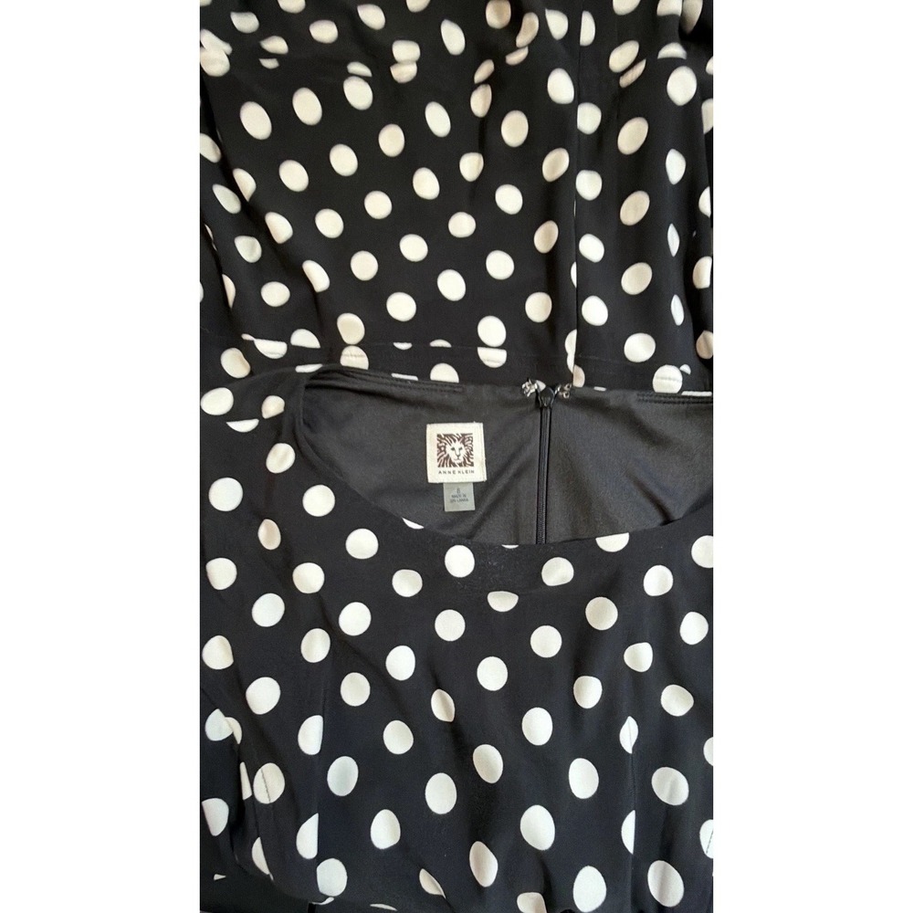 AK by Anne Klein Size 8 Cap Sleeve Black  &‎ White Polka Dot A-Line Dress - Picture 11 of 16